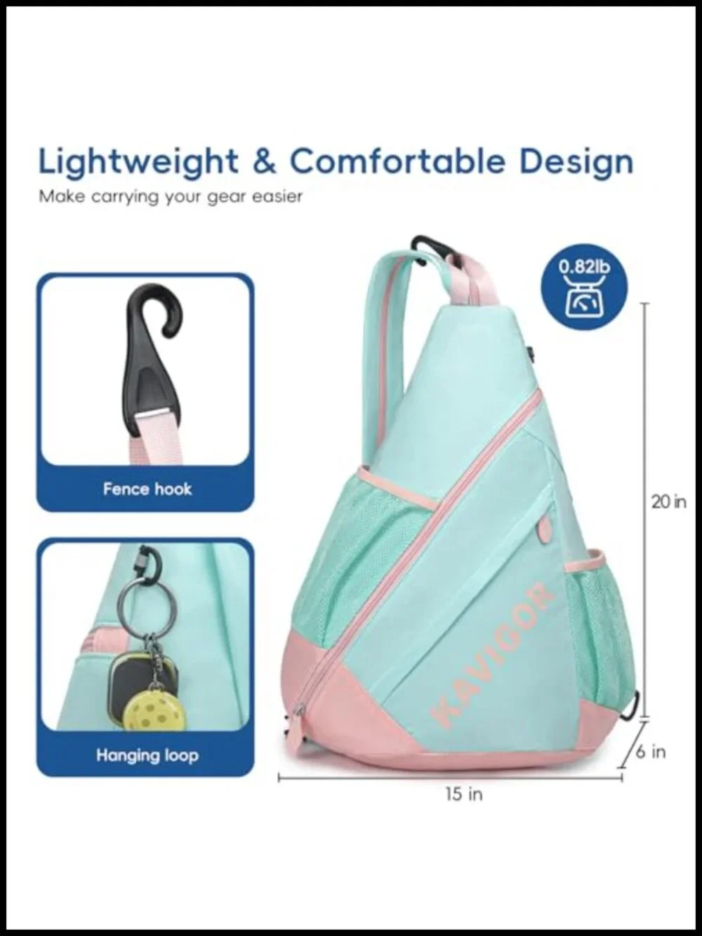 Convertible Pickleball Sling Backpack, Fits 4 Paddles, Wet/Dry Pocket